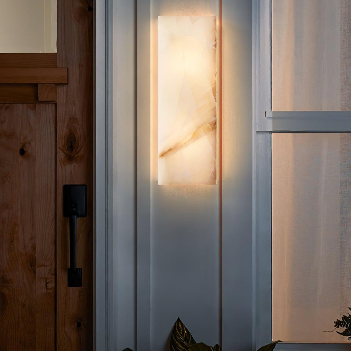 Wandleuchte Élodie, rechteckig, Alabaster, mit LED-Beleuchtung