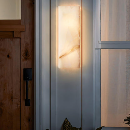 Wandleuchte Élodie, rechteckig, Alabaster, mit LED-Beleuchtung