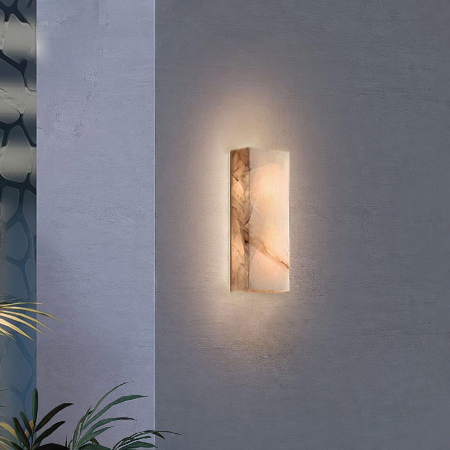 Wandleuchte Élodie, rechteckig, Alabaster, mit LED-Beleuchtung