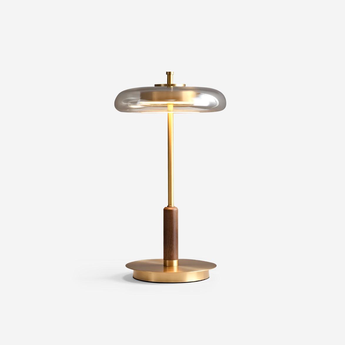Auriane Glas-LED-Tischleuchte mit Messingsockel-Design