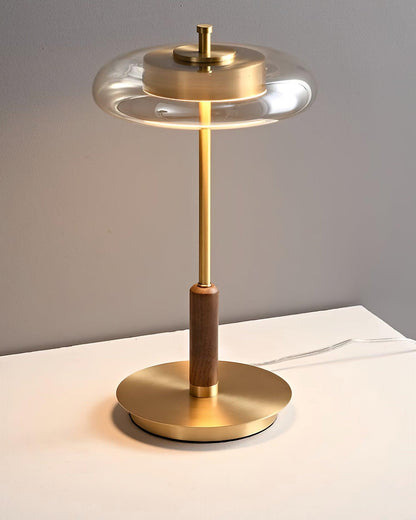 Auriane Glas-LED-Tischleuchte mit Messingsockel-Design