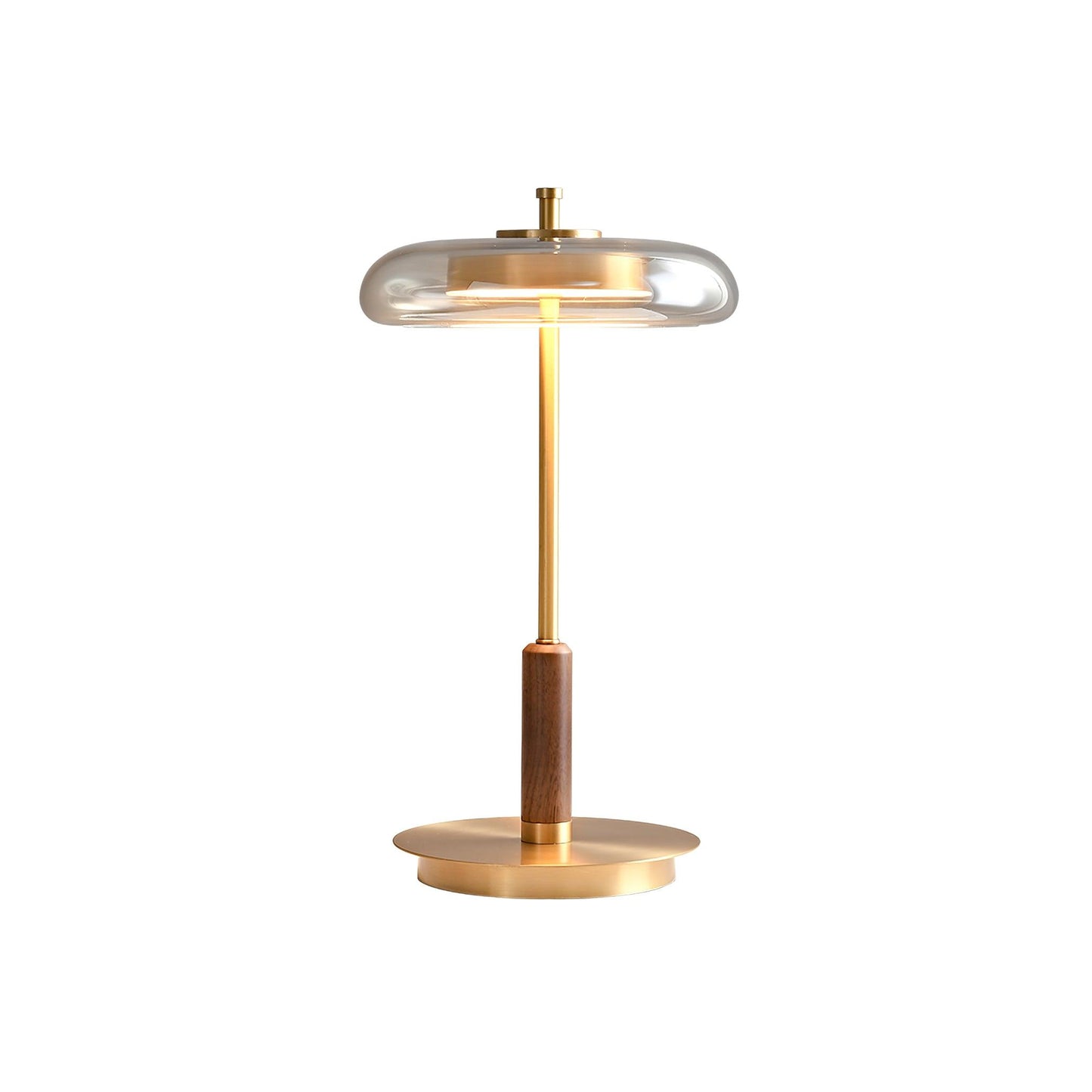Auriane Glas-LED-Tischleuchte mit Messingsockel-Design