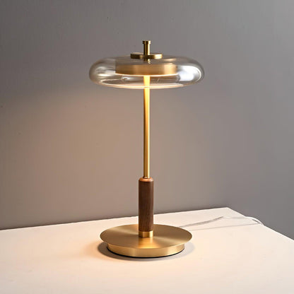 Auriane Glas-LED-Tischleuchte mit Messingsockel-Design