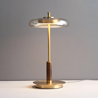 Auriane Glas-LED-Tischleuchte mit Messingsockel-Design