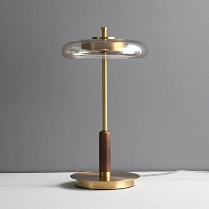 Auriane Glas-LED-Tischleuchte mit Messingsockel-Design
