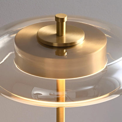 Auriane Glas-LED-Tischleuchte mit Messingsockel-Design