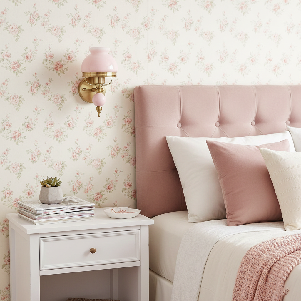 Amélie Retro Floral Wall Lamp with Glass Shade Design