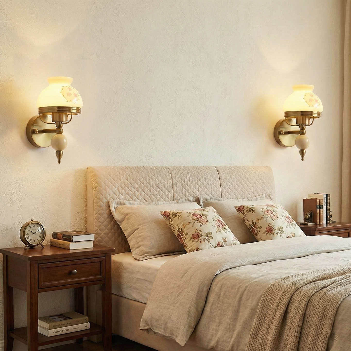 Amélie Retro Floral Wall Lamp with Glass Shade Design