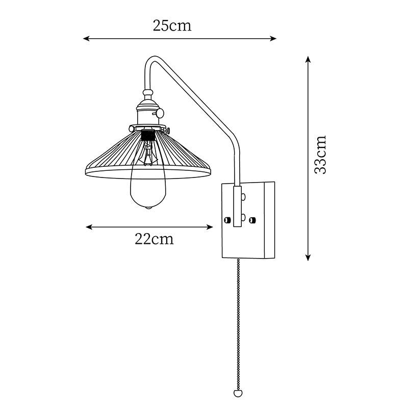 Amélie Retro Plug-in Wandlampe mit Walnuss- und Glasdesign