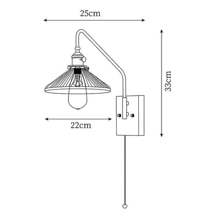 Amélie Retro Plug-in Wandlampe mit Walnuss- und Glasdesign