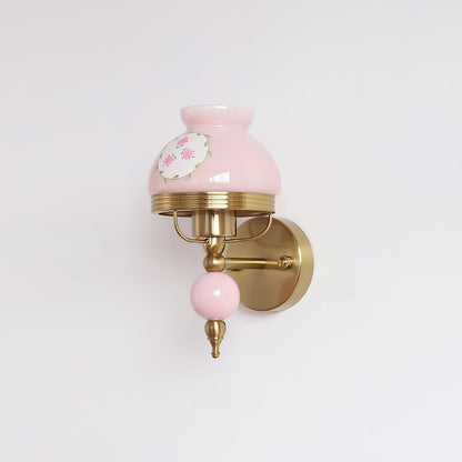 Amélie Retro Floral Wall Lamp with Glass Shade Design