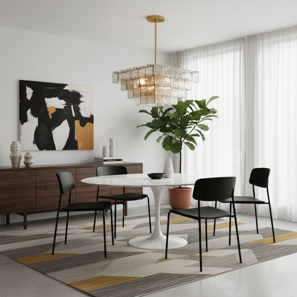 Séverine Glass Chandelier, Layered Textured Panels with Gold Frame