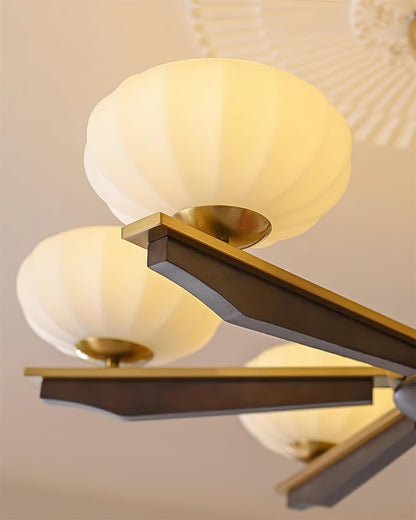 Camille Wood & Glass Modern Branch Chandelier