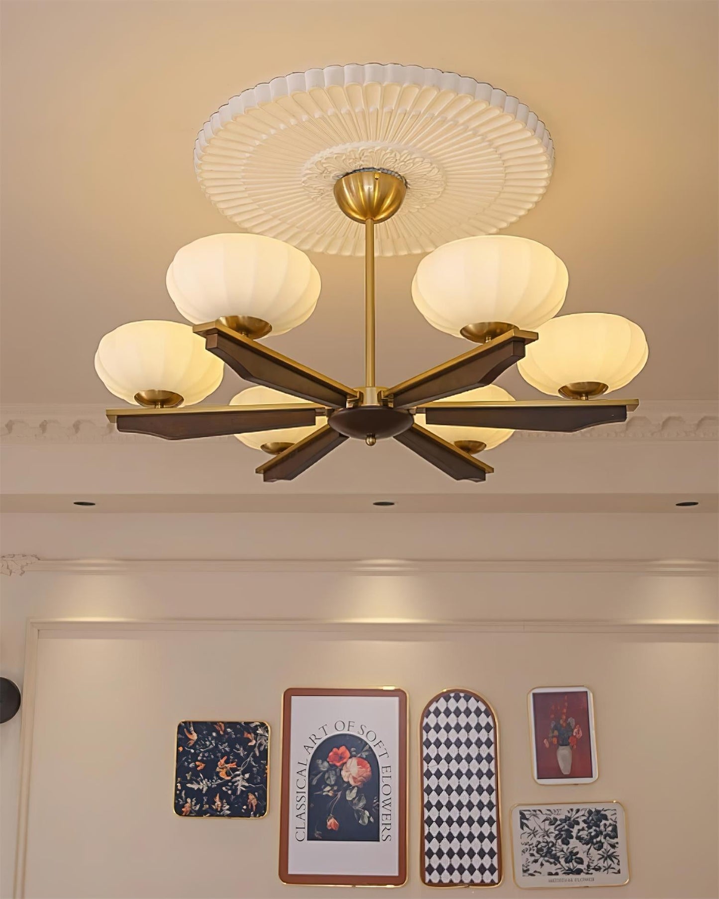 Camille Wood & Glass Modern Branch Chandelier