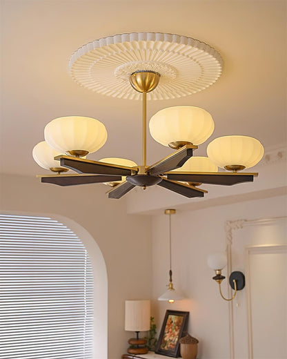 Camille Wood & Glass Modern Branch Chandelier