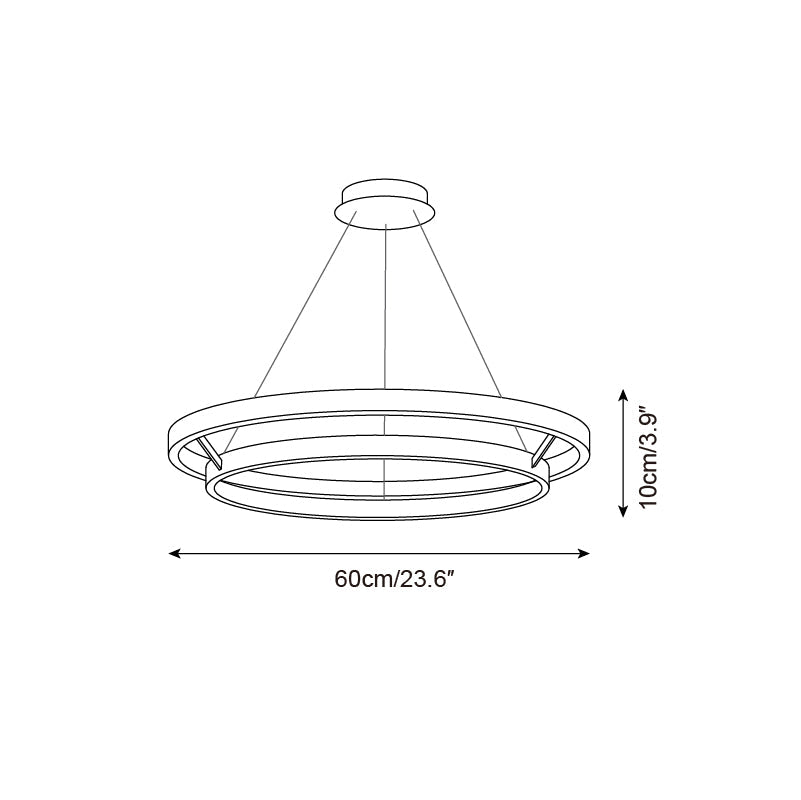 Chloé Ring-Kronleuchter, zwei Holzringe mit integriertem LED-Licht