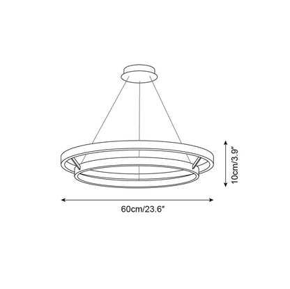 Chloé Ring-Kronleuchter, zwei Holzringe mit integriertem LED-Licht