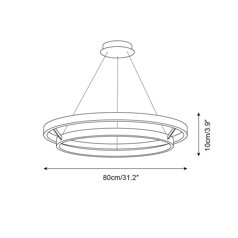 Chloé Ring-Kronleuchter, zwei Holzringe mit integriertem LED-Licht