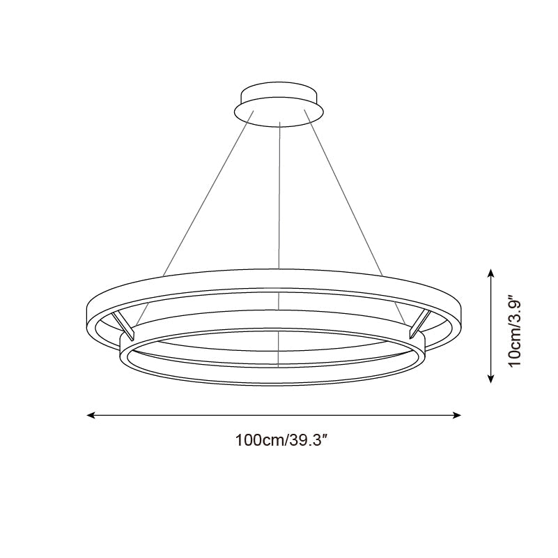 Chloé Ring-Kronleuchter, zwei Holzringe mit integriertem LED-Licht