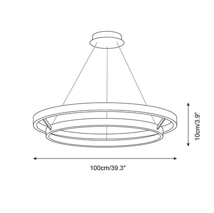 Chloé Ring-Kronleuchter, zwei Holzringe mit integriertem LED-Licht