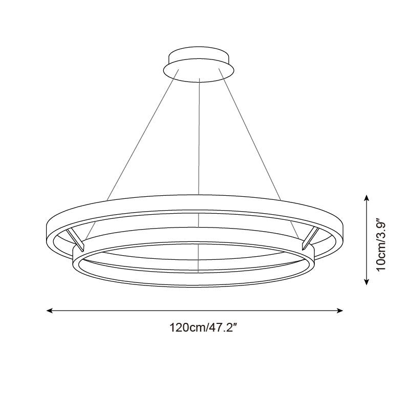 Chloé Ring-Kronleuchter, zwei Holzringe mit integriertem LED-Licht