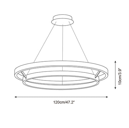 Chloé Ring-Kronleuchter, zwei Holzringe mit integriertem LED-Licht