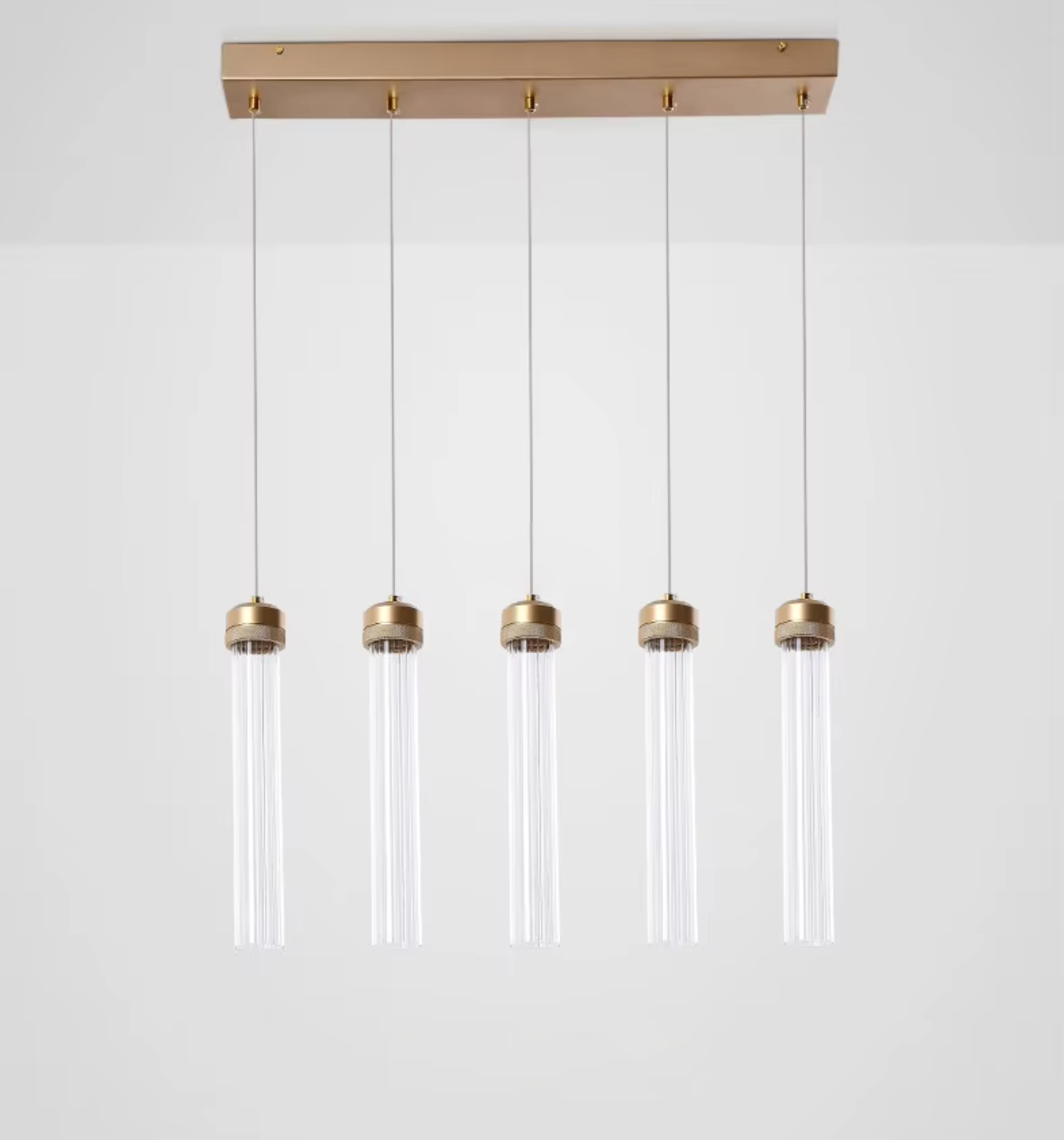 Isabelle Ripple Drop Gold Tube LED Pendant Light Modern Multi Head Fixture