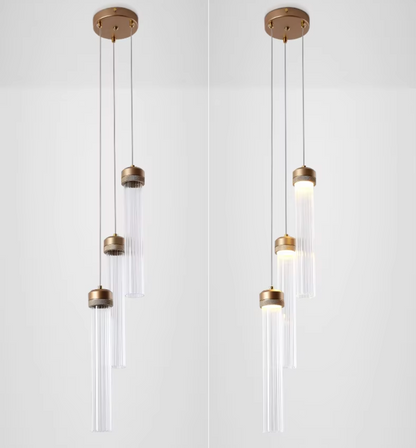 Isabelle Ripple Drop Gold Tube LED Pendant Light Modern Multi Head Fixture