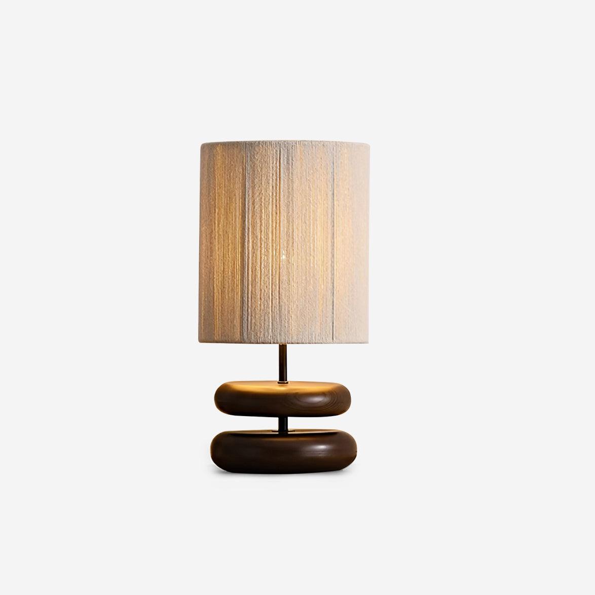 Camille Wooden River Rock Tischlampe mit Stoffschirm