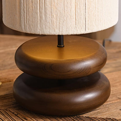 Camille Wooden River Rock Tischlampe mit Stoffschirm