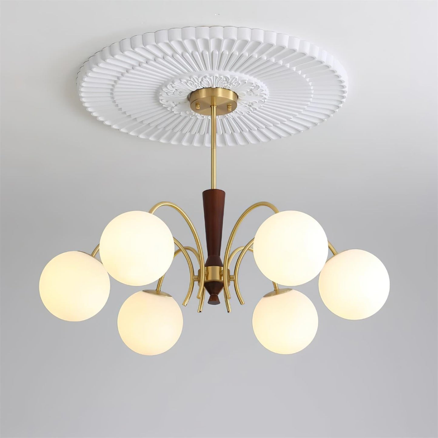 Élodie Rocky Wood & Glass Adjustable Chandelier
