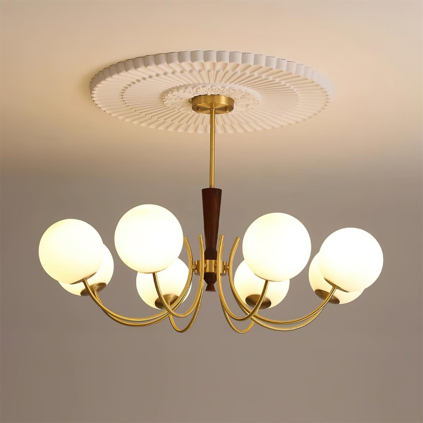 Élodie Rocky Wood & Glass Adjustable Chandelier