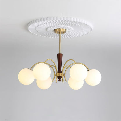 Élodie Rocky Wood & Glass Adjustable Chandelier