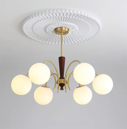 Élodie Rocky Wood & Glass Adjustable Chandelier