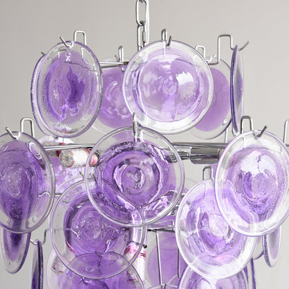 Sabine Glass Chandelier, Hand-Blown Disc Sphere with Metal Frame