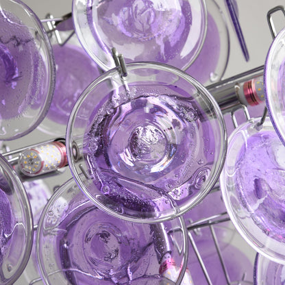 Sabine Glass Chandelier, Hand-Blown Disc Sphere with Metal Frame