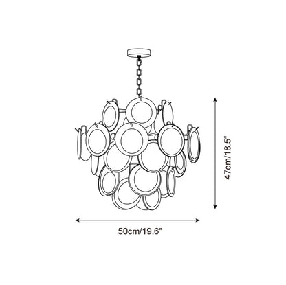 Sabine Glass Chandelier, Hand-Blown Disc Sphere with Metal Frame