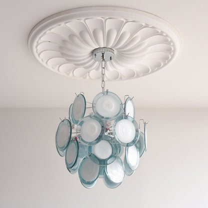 Sabine Glass Chandelier, Hand-Blown Disc Sphere with Metal Frame