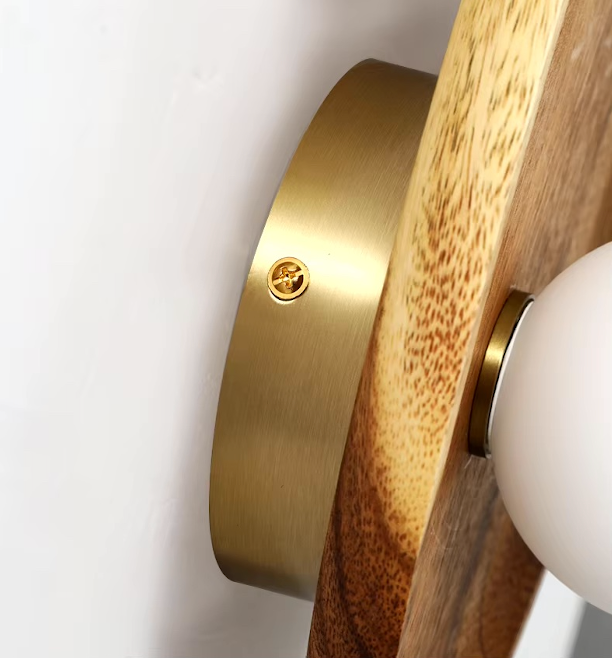 Camille Rustic Glow Wooden Wall Sconce Glass Globe Light