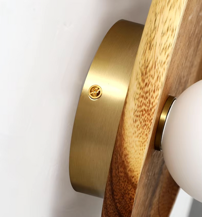 Camille Rustic Glow Wooden Wall Sconce Glass Globe Light