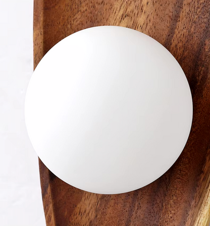 Camille Rustic Glow Wooden Wall Sconce Glass Globe Light