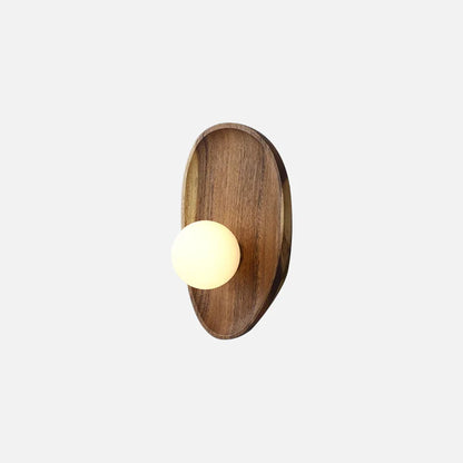 Camille Rustic Glow Wooden Wall Sconce Glass Globe Light