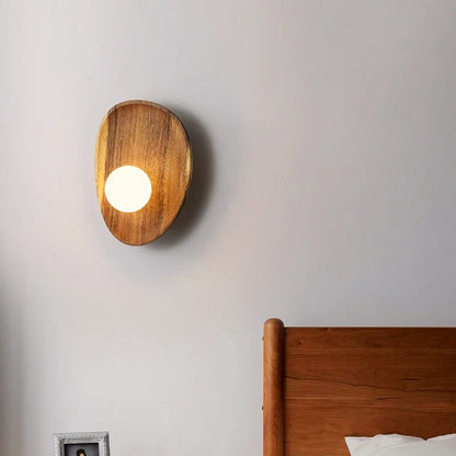 Camille Rustic Glow Wooden Wall Sconce Glass Globe Light