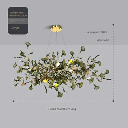 Luxuriöser Ginkgoblatt-Glas-Ast-Kronleuchter