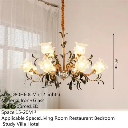 Évelyne Floral Glass Chandelier for Luxury Dining & Lobby Spaces