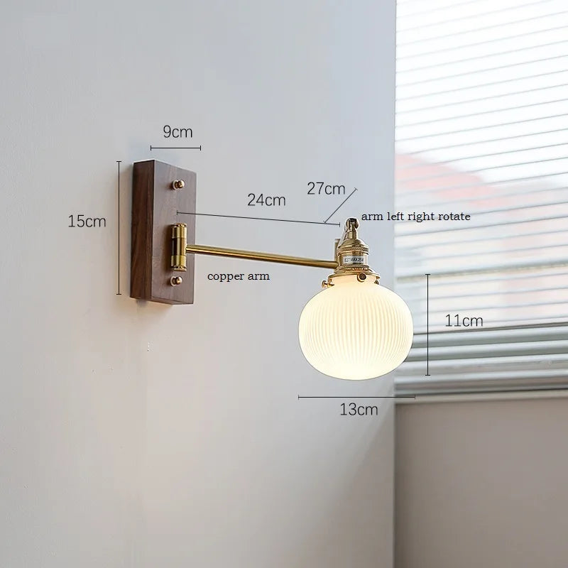 Colette Wood & Copper Adjustable Wall Light