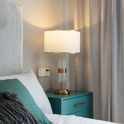 Juliette Crystal Rod Glass Table Lamp E27 White Cloth LED