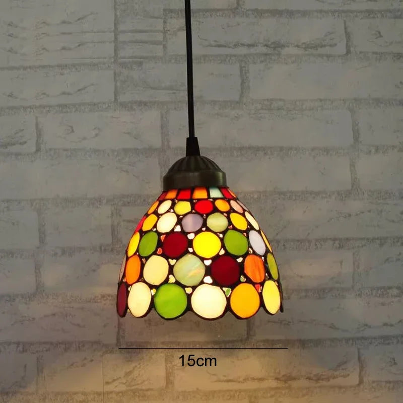 Colette Tiffany bunte Glas-Pendelleuchte mediterran