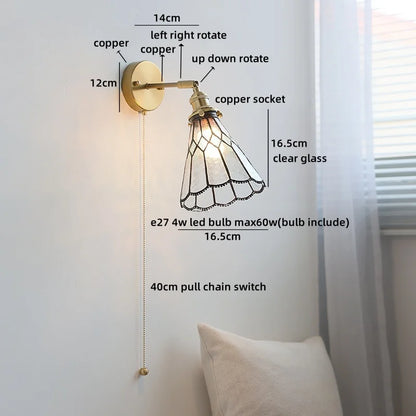 Isabelle Vintage Blue Glass Copper LED Wall Sconce