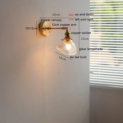 Émilie Drehbare Glas-Wandleuchte mit Zugschalter